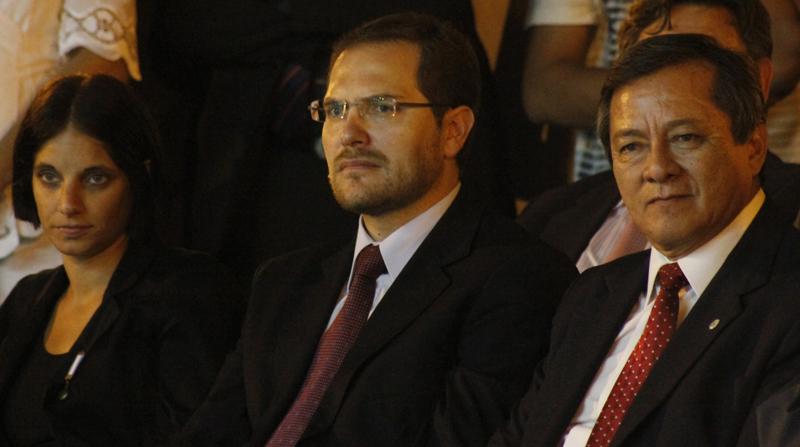 El secretario de Políticas Universitarias de la Nación, el doctor Martín Gill, junto al Rector de la U.Na.F. Ing. Martin Romano