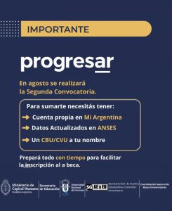 En agosto se realizará la segunda convocatoria Progresar de 2025