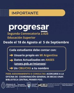 El 18 de agosto comenzará la segunda convocatoria Progresar de 2025