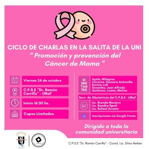 Charla sobre cáncer de mama en el Centro de Promoción de la Salud de la UNaF