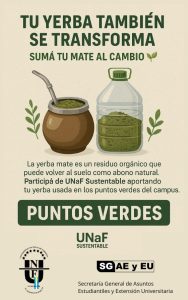 Están disponibles “Puntos Verdes” en las Facultades para depositar la yerba usada del mate