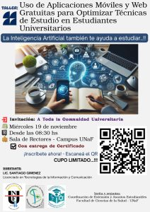 Se hará taller sobre el uso de aplicaciones móviles y web gratuitas para optimizar técnicas de estudio